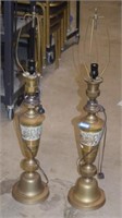 Pair of Brass Table Lamps w/ Oriental Motif
