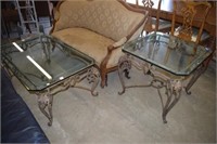 Glass Coffee Table & Matching End Table w/ Ornate