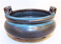Oriental Footed Pottery Blue Censer Bowl