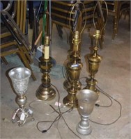 Two Pairs of Brass Table Lamps and Two