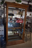 Oak and Glass Display Cabinet w/ Glass Shelves