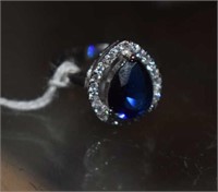 Sterling Silver Ring w/ Blue and White Stones