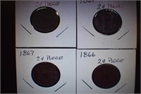 (4) Two-Cent Piece Coins - 1864-1867