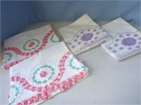Two Pairs Pillow Cases, Crochet Edging