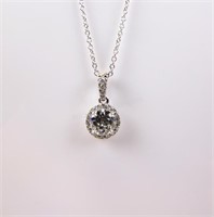 Diamond Pendant and Chain in 18K White Gold