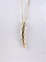 5 Diamond Stick Pendant, Chain, in 14K Yellow Gold