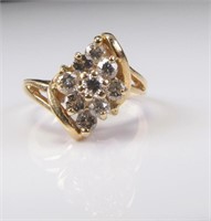 Nine Diamond Cluster Ring in 14K Yellow Gold