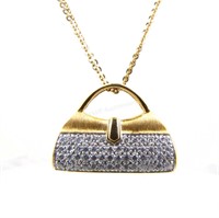 Mirabella Diamond Purse Pendant, Chain, 18K YG