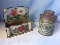 Tinware Tea Caddy and Comb Box