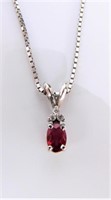 Ruby and Diamond Pendant and Chain in 14K WG