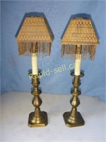 Pair of Brass Candlestick Lamps