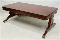 VINTAGE DUNCAN PHYFE COFFEE TABLE WITH LEATHER TOP