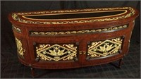 FAUX PAINTED & INLAID DEMILUNE CONSOLE CABINET