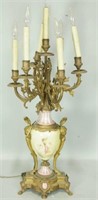 19th CENTURY FRENCH PAINTED PORCELAIN CANDELABRUM