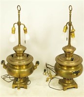PAIR OF 1870's RUSSIAN SAMOVAR BRASS URN LAMPS