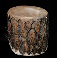 HOLLOWED LOG DRUM WITH LEATHER TOP AND BOTTOM