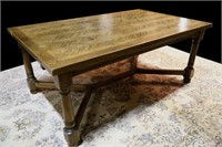 COUNTRY FRENCH STYLE PARQUET TOP DINING TABLE