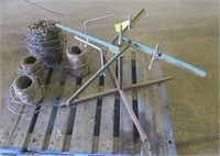 Spinning Jenny and (4) Partial Barbed Wire Rolls
