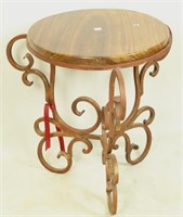 IRON BASE WOODEN TOP ACCENT TABLE
