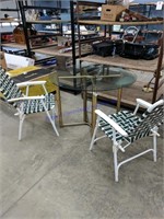 Glass Table With Lawn Chairs