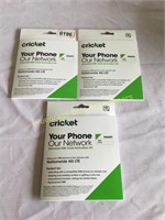Lot of 3 Cricket SIM Activation Kits