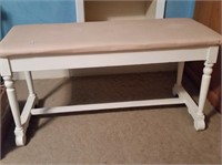 White Piano Bench with Peach Vinyl Seat