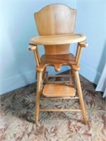 Vintage Wood Highchair Numbered & Signed