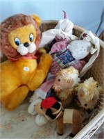 Plush Toys, Lions (3), Cloth Bunnies (2)