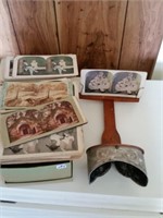 Antique Stereoscope Card Viewer with Cards