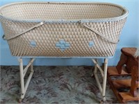 Vintage Woven Bassinet on Wheels