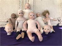Lot of Ceramic / Porcelain Dolls / Heads