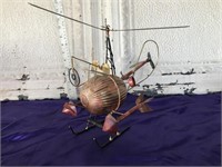 Hand Welded Copper Artistic Helicopter / Signed