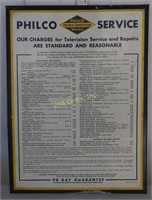 Philco 1977 Radio Service & Repairs Tin Fee Sign