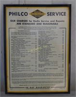 Philco 1976 Radio Service & Repairs Tin Fee Sign