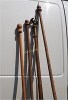 4 Vintage Wood Flag Poles One W Brass Eagle Top