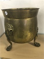 Brass Footed Planter - Lion Head Detail On Side