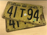 Pair Ontario License Plates - 1940 - 41 T 94