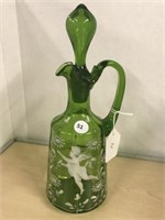 Mary Gregory Green Decanter