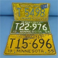 3 1950's Minnesota License Plates