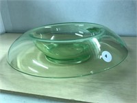Uranium Glass Console Bowl