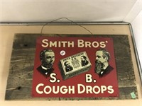 Metal Sign Mounted On Wood - Smith Bros Cough