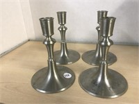 Royal Pewter Candle Holders (4) - Small Groove