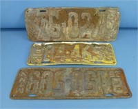3 License Plates from the 1920's & 30's