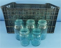 Group of Old Blue Canning Jars