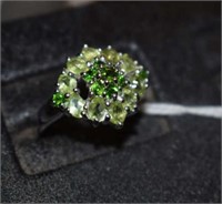 Sterling Silver Ring w/ Peridot & Chrome Diopside