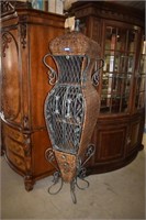 Wicker and Metal Wine Cabinet