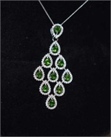 Sterling Silver Pendant w/ Chrome Diopside & White