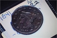 1841 Braided Hair Large Cent - N-2 R2 Mint Error