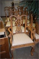 Set of Eight Dining Chairs w/ Ornate Design