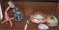 Carved Gourd Bowl, Ceramic Tribal Bowl, Ceramic